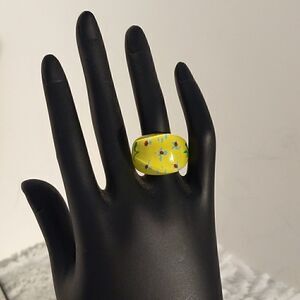 Lucite Yellow Bubble Ring  